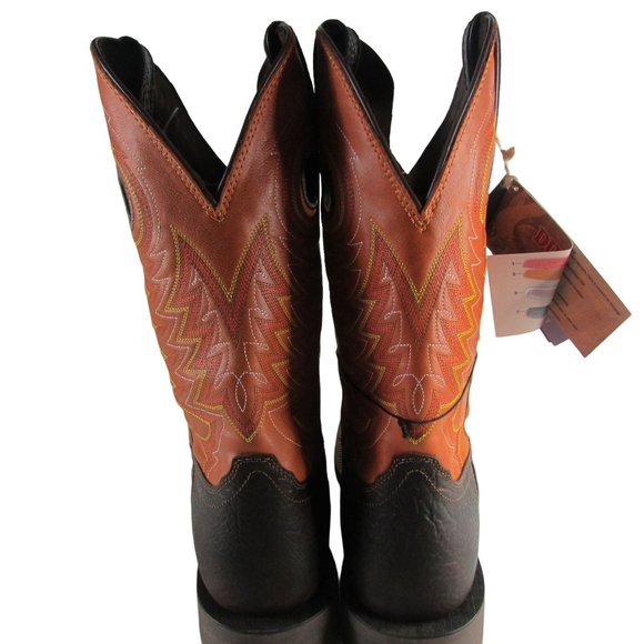 NWT Men's 13 Durango Rebel Cactus Western Boots - Bay Brown/Monarch Orange - Picture 4 of 5